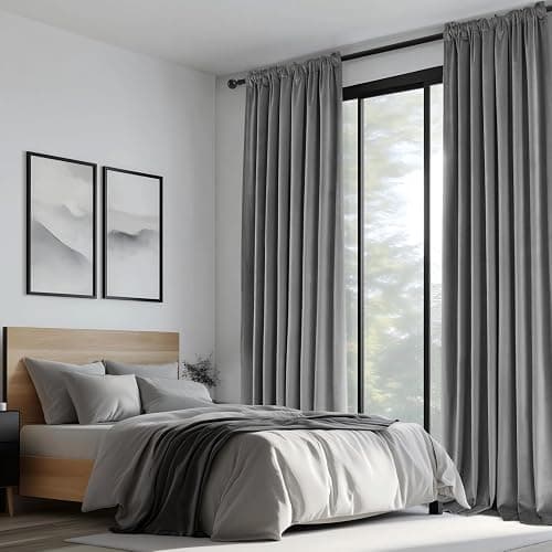 Topfinel Gray Velvet Blackout Curtains 84 Inches Long, Light Grey Room Darkening Thermal Insulated Soundproof Modern Heavy Thick Suede Back Tab Winter Drapes for Living Room Bedroom 2 Panels thumbnail 7
