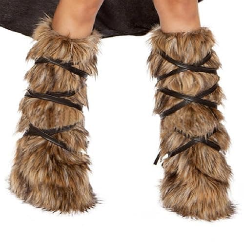 BXT Women 80s Fuzzy Leg Warmers Plush Straps Decoration Winter Long Socks Furry Ankle Warmers Boots Shoes Cuff Renaissance Christmas Xmas Halloween Cosplay Party Costume Accessories - Image 1