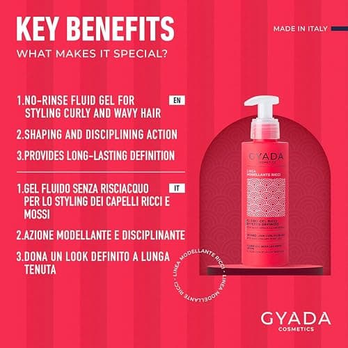 GYADA COSMETICS, Fluido Gel Modellante per Capelli Ricci e Mossi, Effetto Definito, 98% Ingredienti Naturali, ad Azione Disciplinante e Anticrespo, Con Aloe Vera e Oli di Argan, Cocco e Lino, 150 ml thumbnail 3