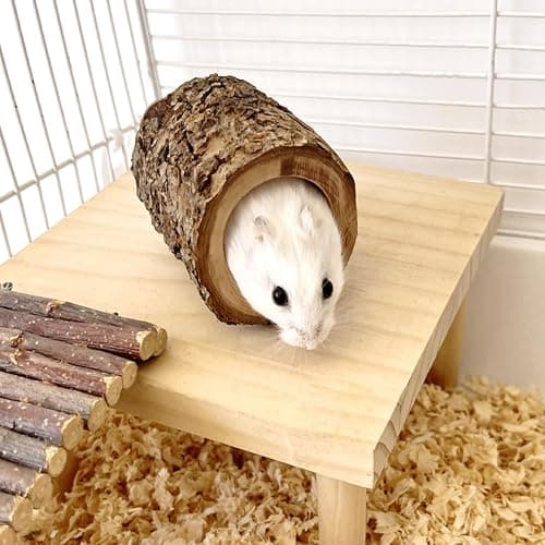 3PCS Natural Apple Wooden Hamster Mouse Tunnel Tube Toy, Hamster Hideout for Hamsters Mouse Gerbils Mice Rat, Cage Accessories for Hiding and Resting thumbnail 2