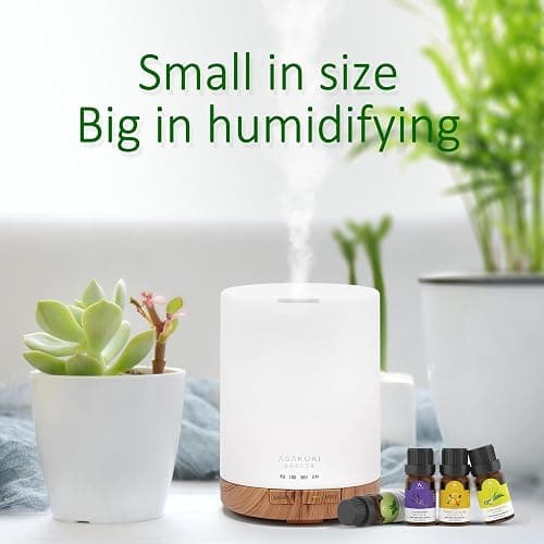 ASAKUKI 300ML Aroma Diffuser mit 6 * 10ML Ätherische Öle Set, Ätherische Öl Diffusor,Ultraschall-Luftbefeuchter für Home Office, 15 Farbe LED mit 4 Timer Einstellung thumbnail 7