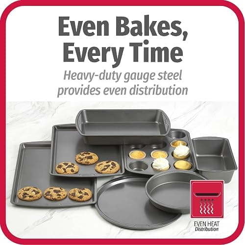 GoodCook Everyday 7-Piece Non-Stick Bakeware Set – 2 Cookie Sheet Pans, Round Cake Pan, Loaf Pan, Pizza Pan, Bake & Roast Pan, 12-Cup Muffin Pan - Baking Supplies, Baking Pans Set thumbnail 5