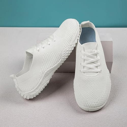 RJYWGS Barefoot Shoes Women Tennis Slip On Sneakers for Women Gym Running Zero Drop Workout Trail Minimalist Shoes - 9.5 - White thumbnail 7