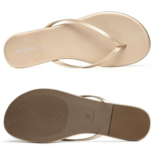KIDMI Women's Thong Flip Flops, Memory Foam Vegan Leather Flats Sandals | Soft Flexible Straps Casual Summer Beach Minimalist Sandals for Travel, Walking and Daily Wear thumbnail 8