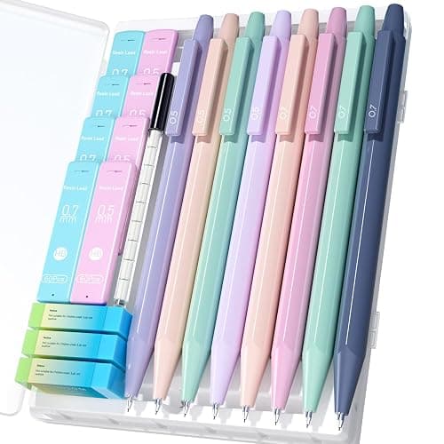 Ponditni 20PACK Mechanical Pencil, 8Pcs 0.5 0.7mm Mechanical Pencils Set With Eraser and 480 Pcs Refills, Cute Colored Preppy School Supplies Gift for Girls Writing - Come With Custom Case - Image 1