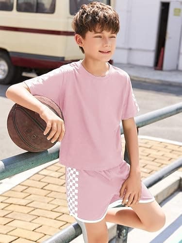 Haloumoning Unisex Girls Boys 2 Piece Outfits Crop Tops and Shorts Set thumbnail 5