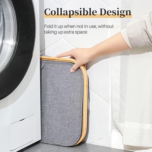 Laundry Hamper with Lid, 100L Large Laundry Basket, Clothes Hamper with Clear Window Visible, Removeable Laundry Bags for Bathroom Bedroom Home, Toy Organizer, Laundry Room - 01 beige thumbnail 7