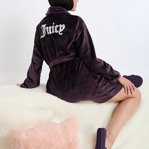 Juicy Couture Women's Super Soft Luxe Plush Shawl Collar Robe thumbnail 4