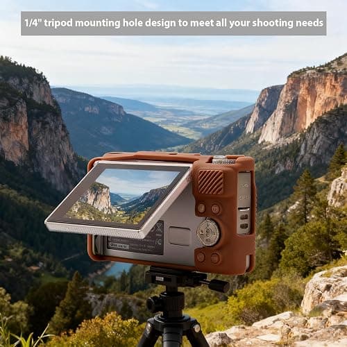 Frevyve Case for Canon PowerShot SX740 HS, SX730 HS Camera, Soft Silicone Protective Case, Slim Fit Sleeve with Removable Lens Cover and Screen Protector Accessories, Anti-Scratch (Dark Brown) thumbnail 4