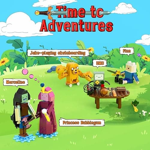 Adventure Building Set- BMO Finn Ice King Bubblegum Marceline Lumpy Space Skateboard Dog Devil Cat with Table and Door Building Block Compatible with Lego，for Adventures Cartoon Fans （589pcs） thumbnail 3
