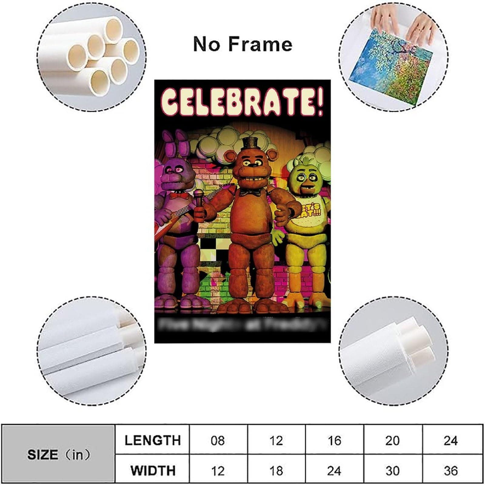 jongi FNAF Poster Poster Decorative Painting Canvas Wall Art Living Room Posters Bedroom Painting 08x12inch(20x30cm) thumbnail 3