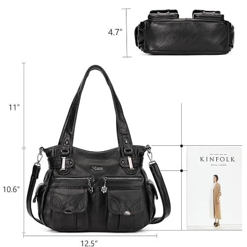 KL928 Women's Shoulder Purse Large Hobo Tote PU Leather Multi-Pocket Bag | Large capacity, water-resistant, easy-clean, adjust strap, fits 10.2"ipad, pockets, compartments, zipper, shop, travel, daily thumbnail 2