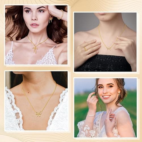 Tondiamo 23 Pcs Bowknot Jewelry Set for Women Coquette Bow Necklace Bracelets Cute Bowknot Charm Rings Ribbon Earrings Stud Set for Women Gold Jewelry Gift thumbnail 6