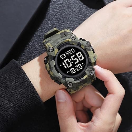 Gosasa Men Sport Watch Countdown Stopwatch Watch Mens Wrist Watch Waterproof LED Electronic Digital Male Watch 12/24 Hour Multifunctional Watch thumbnail 4