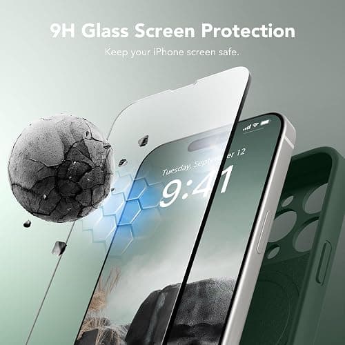 SuydanBox Magnetic for iPhone 14 Pro Case, Compatible with MagSafe, [Full Camera Protection][Screen Protector] Silicone Shockproof Protective Phone Case for iPhone 14 Pro 6.1", Alpine Green thumbnail 4