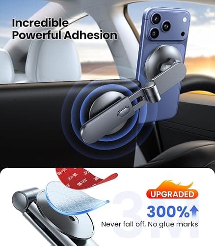 VICSEED Tesla Phone Mount【Strongest Magnet Power】 Foldable Hidden Tesla Phone Holder Fit for All Phones, Tesla Model 3/Y/Cybertruck Accessories, Tesla Model 3 Model Y for MagSafe Car Mount - Blue thumbnail 3