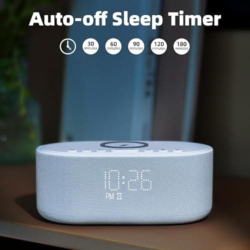 Sound Machine Alarm Clock Wireless Charger: Bluetooth 10W Stereo Sound Speaker Bedroom - White Noise Machine for Sleeping with 21 Soothing Sounds thumbnail 9