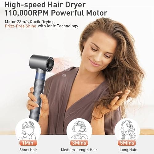 TANSHINE Hair Dryer Brush,Blow Dryer Brush with 110,000 RPM High-Speed Negative Ionic Hair Dryer,5 in 1 Hot Air Styler,Hair Brush Blow Dryer for Fast Drying Curling Volumizing Straightening Styling thumbnail 4