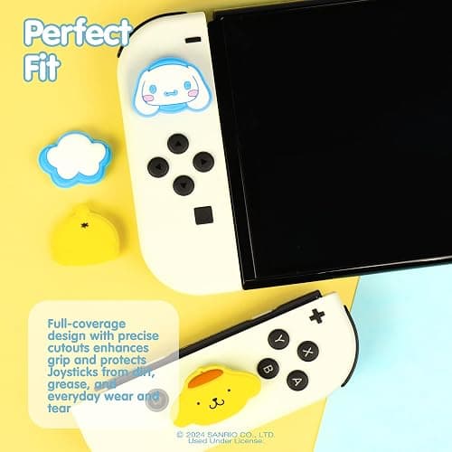 Hamee Hello Kitty and Friends Thumb Grips Compatible with Nintendo Switch OLED/Switch Lite, Character Analog Soft Anti-Slip Silicone Joystick Grip Cover Caps – Pompompurin and Cinnamoroll thumbnail 3