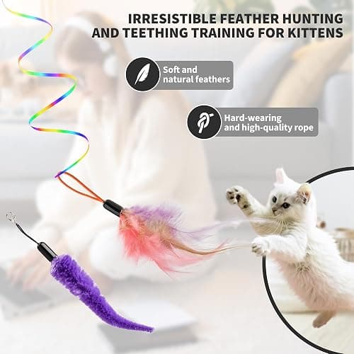 Interactive Cat Toys for Indoor Cats,Automatic Hanging Electric Cat Teaser Door Frame & Doorway,Flying Bird Feather Mouse Wand Enrichment Chase Toy,Safe Self Play for Bored Multi Cats Households thumbnail 9