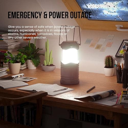 Lichamp LED Camping Lantern, 4 Pack Battery Powered Flashlight for Power Outages, Portable Collapsible Hanging Light Essential for Home, Outdoor, Emergency Lamp Survival Kit Gear for Hurricane, Gray thumbnail 2