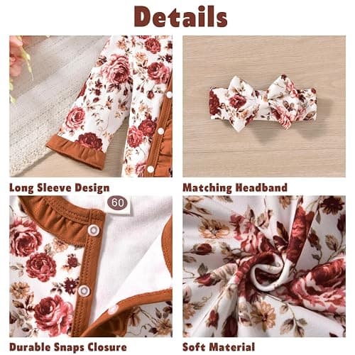 Aalizzwell Baby Girls Romper Outfit Fall Winter Clothes with Accessories thumbnail 4
