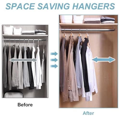 50 PCS Space Saving Hanger - Clothes Connector Hooks, Stacking Space Saver, Plastic Closet Organizers and Storage Extender for Heavy Duty Cascading Connection (White) thumbnail 3