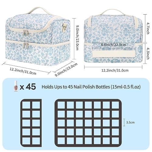 Nail Polish Organizer Case, Holds 45 Bottles & Nail Lamp, Travel Nail Tech Case thumbnail 4