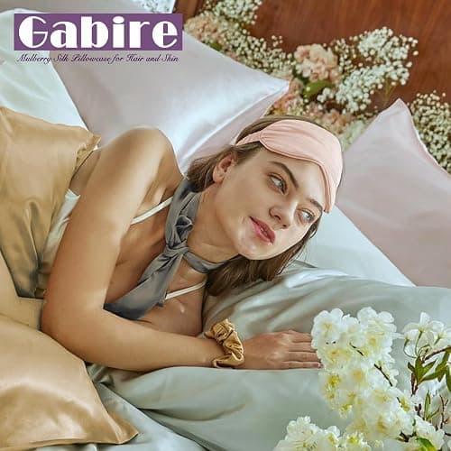 Gabire Mulberry Silk Pillow Cases Set of 2, Both Sides Real Silk Pillowcase for Hair and Skin Prevent Acne Pillowcase Organic Silk Pillowcases 2 Pack with Hidden Zipper, White, Standard (20"×26") thumbnail 6