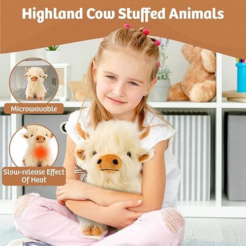 Marysun Microwavable Highland Cow Stuffed Animal - Weighted Stuffed Animal Plush, Heating Pad, Cozy Gift for Girls|Women|Kids|Elderly People thumbnail 4