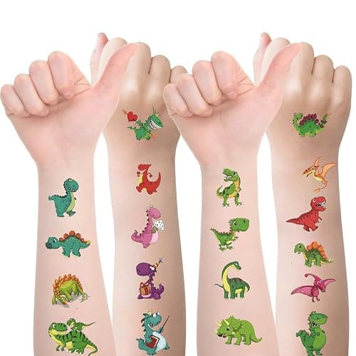 Temporary Tattoo Kids for Birthday, 104pcs Dinosaur Tattoos Stickers for Boys Girls Individually Wrapped, Realistic Temporary Tattoos Paper Adult Women for Party Favors thumbnail 8