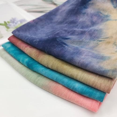 YONUF Wide Boho Headbands for Women Fashion Knotted Headband Yoga Workout Hair Accessories African Head Wrap Red Tie Dye 4 Pack thumbnail 7