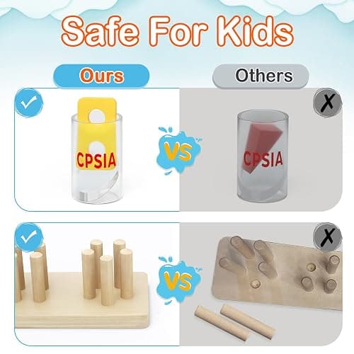 PEBIRA Montessori Toys for 1 to 3-Year-Old Boys Girls Toddlers, Wooden Sorting & Stacking Toys for Toddlers and Kids Preschool, Educational Color Recognition Shape Sorter, Learning Puzzles Gift thumbnail 4
