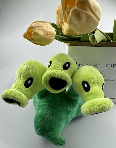 JHESAO 7" Pea Plants and Peashooter Plush Toys Threepeater PVZ Plush 1 2 Stuffed Soft Doll Three-Heads Pea Toy New thumbnail 7