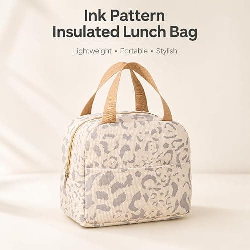 Geiruiou Beige Insulated Lunch Bag For Women, Small Lunch Box Tote | Compact insulated lunch tote, for work, office, gym, picnic and weekend travel, Beige color option thumbnail 7