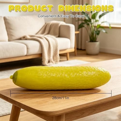Jumbo Pickle Squíshy Toy, Calming Sensory Experience, 11in Pickle Squíshy Toys, Fruit Squeeze Sensory Fidget, Soft Texture Funny Design for Office, Home, Slow Rebound Gel Stress Reliever for Adults thumbnail 2