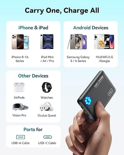 INIU Portable Charger, Ultra Slim 45W Fast Charging with Attached USB C Cable, Flight-Safe 10000mAh PD Power Bank Battery Pack, Travel Essential Phone Powerbank for iPhone 17 16 Samsung S25 Google etc thumbnail 9