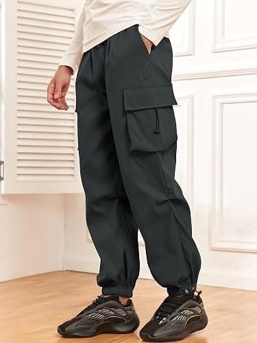 ZAFUL Flat Pocket Parachute Pants for Men Casual Baggy Cargo Pants Unisex Street Y2K Pants Drawstring Trouser thumbnail 4