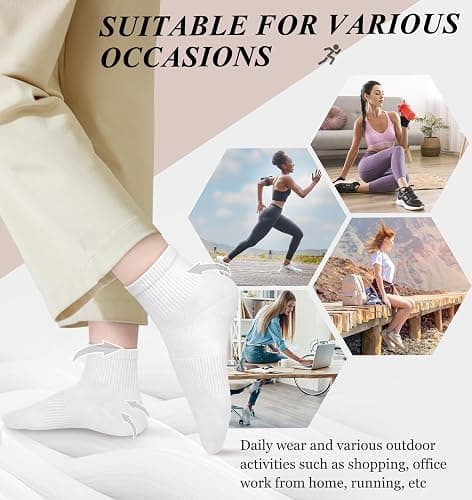 YSense Womens Ankle Socks 10 Pairs, Cotton Crew Gym Athletic Running Quarter Socks Women Men thumbnail 7