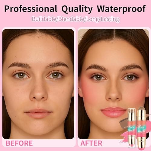 Dual-Ended Blush and Bronzer Stick – 2-in-1 Creamy Face Cheeks Contour Makeup, Smooth Hydrating Formula, Buildable Color for Natural Radiant Glow Beauty For Women (Sunkissed Rose) thumbnail 4
