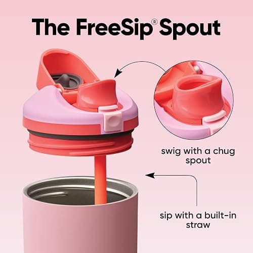 Owala FreeSip Tumbler Insulated Stainless Steel Water Bottle with Built-in Straw and Side Handle, For Travel, Work, School, and Sports, 40oz, BPA Free, Leak Proof, Angel Food Cake thumbnail 3