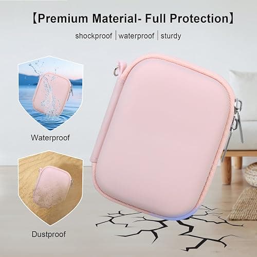 Elonbo Camera Carrying Case for KODAK PIXPRO FZ45/ FZ55 Digital Camera | Compact Camera Case, Hard Bag, with Mesh Pocket Wrist Strap Double Zipper, for Vlogging, Travel Protective Storage, Pink thumbnail 6