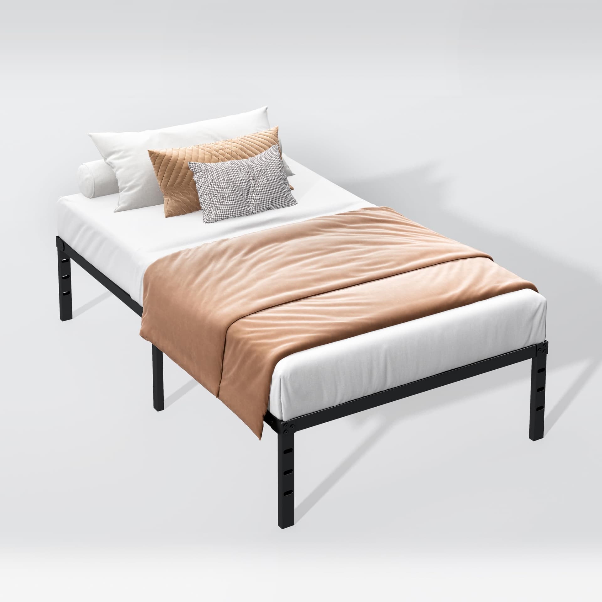 Hafenpo - Marco de cama tamaño individual de 30.5 cm, marco de cama de plataforma resistente, de metal, antideslizante, no necesita somier fácil de montar, buena capacidad de carga thumbnail 8