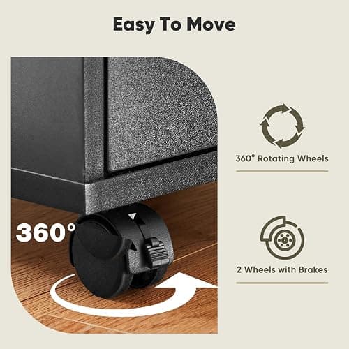 OLIXIS 5 Drawer Mobile File Cabinet Under Desk Storage Organization with Wheels Vertical Filing Chest Rolling Wood Small Desk Printer Stand for Home Office, 15.75"D x 18.74"W x 25.39"H, Black thumbnail 5