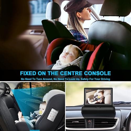Baby Car Mirror with 4.3'' HD Night Vision Function Display, Safety Car Seat Camera with Wide Crystal Clear View, Easily Observe The Baby’s Move(Not USB) - Black thumbnail 5