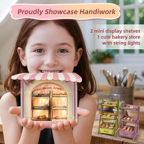 iLAND Girls Crafts Ages 8-12 Creative Craft Kits for Kids and Adults DIY Mini Bakery Miniature Food Toys Air Dry Clay for Kids Fun Family Game Night 9 10 11 Year Old Girl Gift Birthday Gift Ideas Cute thumbnail 5