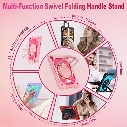 WESOROL Case for iPad (A16) 11th Generation 11 Inch (2025) iPad 10th Generation 10.9 Inch (2022),Full-Body Drop Protection i Pad Case 10th Gen with Rotating Stand Screen Protector Pencil Holder,Rose thumbnail 3