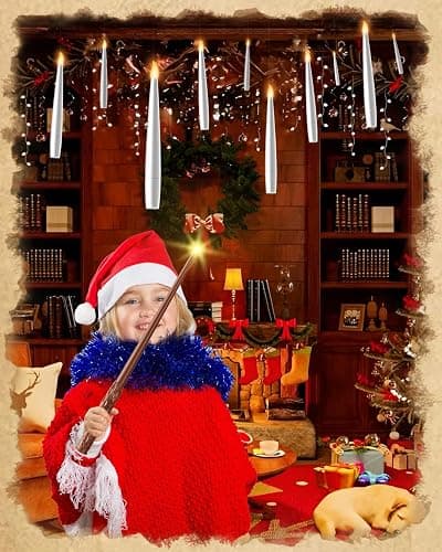 Floating Candles with Wand Remote 18PCS - Christmas Hanging Candle with Glasses, Tie, Scarf, Magic Flameless Taper Candles Floating Lights Gifts for Xmas Decorations Wedding Birthday Party Decor thumbnail 5