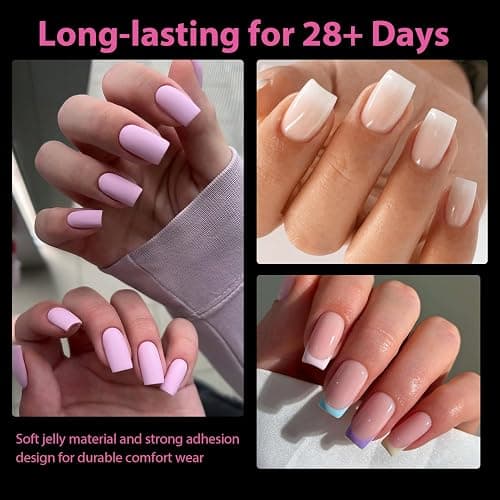 UNA GELLA Nail Tips Square: 504PCS Short Square Nail Tips Pre Etched Gel Fake Nails Tips, No C Curve For Women DIY Nail Extension French Style Salon Home Full Cover Soft Acrylic False Tips 12 Sizes thumbnail 3