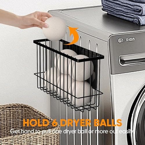 Moryimi Magnetic Dryer Ball Holder for Laundry Room Organization and Storage, Magnetic Lint Bin for Laundry Room, Iron Dryer Ball Container for Laundry Room Storage (No Balls, Black) thumbnail 4